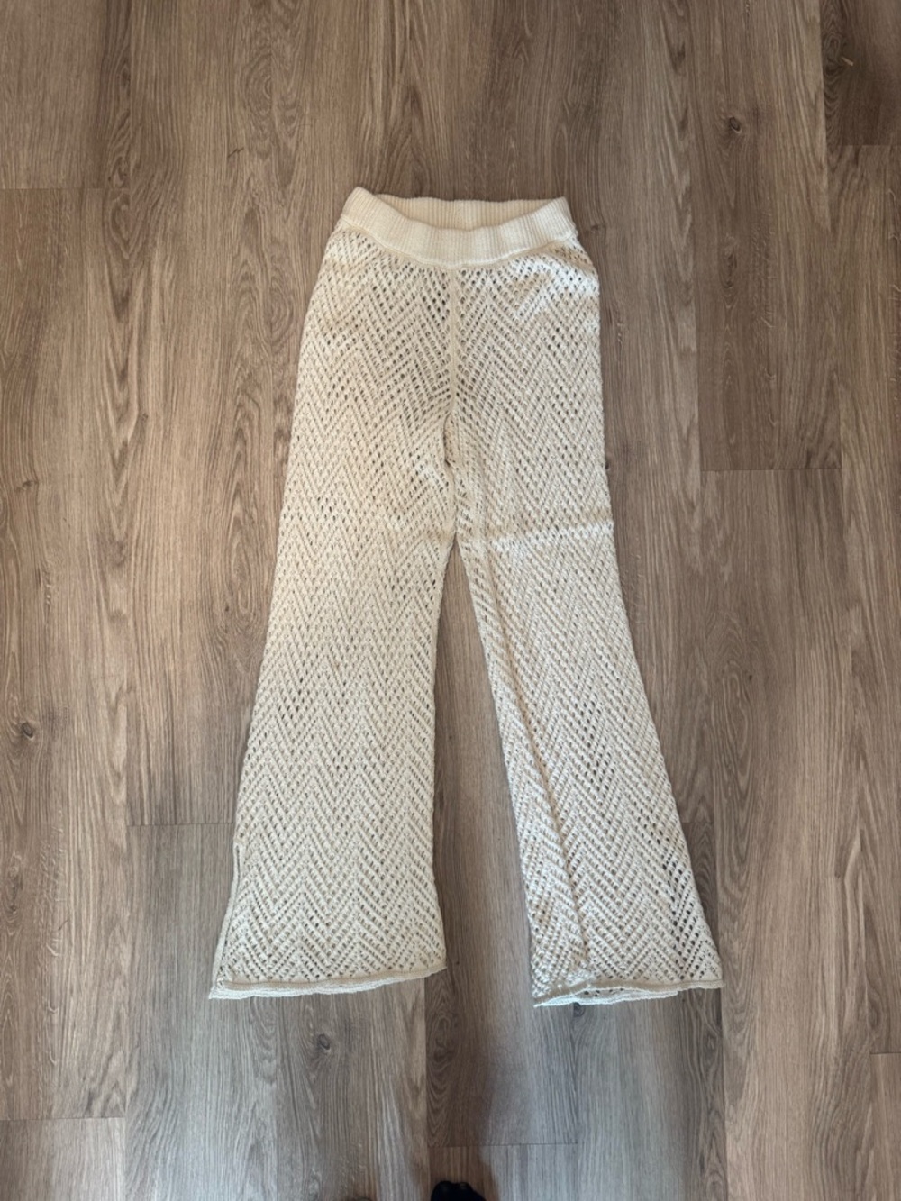 Cream Knit Flare swim Cover up Pants